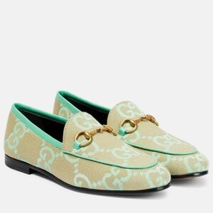$990 Gucci Jumbo GG Jordaan Loafers Beige/Pepperlight Mint EU 40 US 10 BNIB